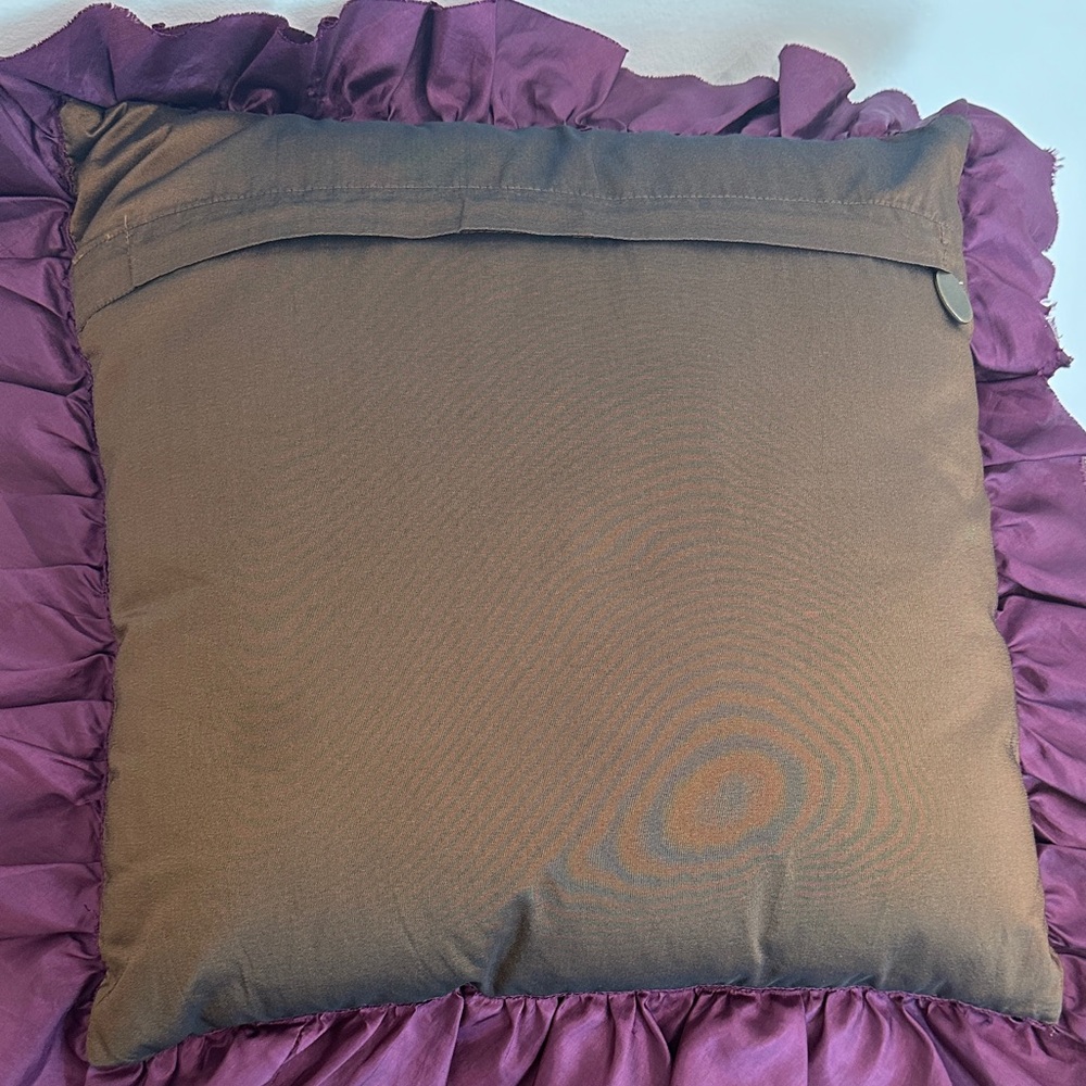 Plum Ruffled Throw Pillow - Picture 3 of 4